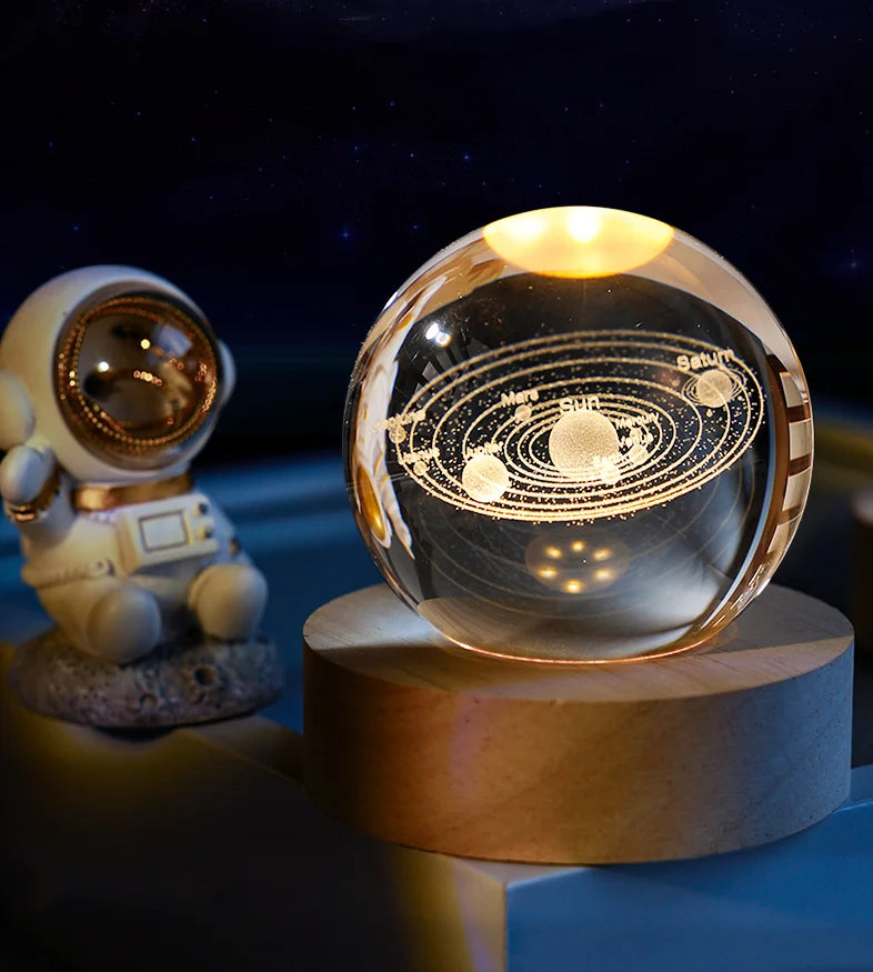 AuraGlobe™ Galaxy Night Light with Wooden Base