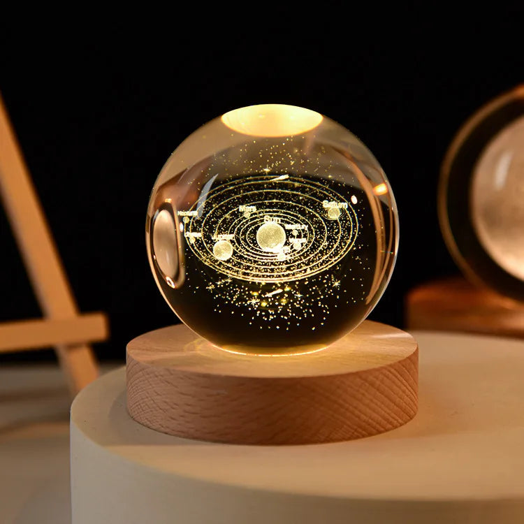 AuraGlobe™ Galaxy Night Light with Wooden Base