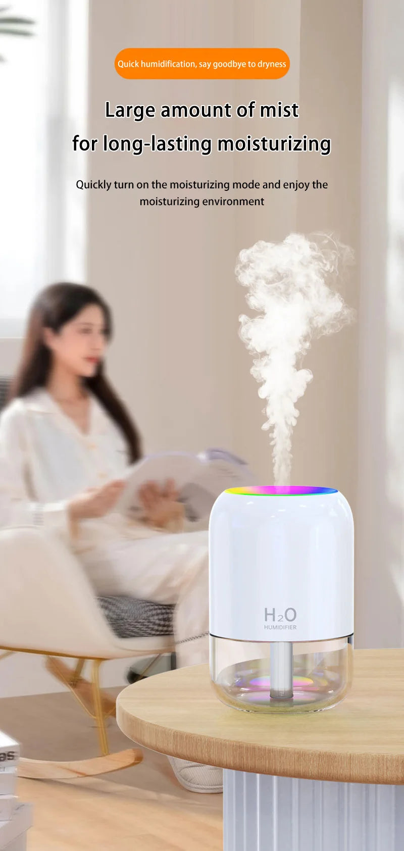 Gluxy® PureMist – Ultra-Quiet Portable Mini Humidifier