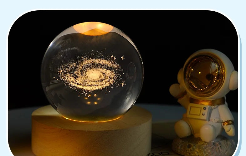 AuraGlobe™ Galaxy Night Light with Wooden Base