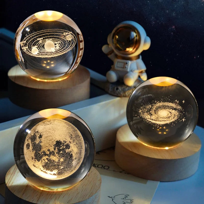 AuraGlobe™ Galaxy Night Light with Wooden Base