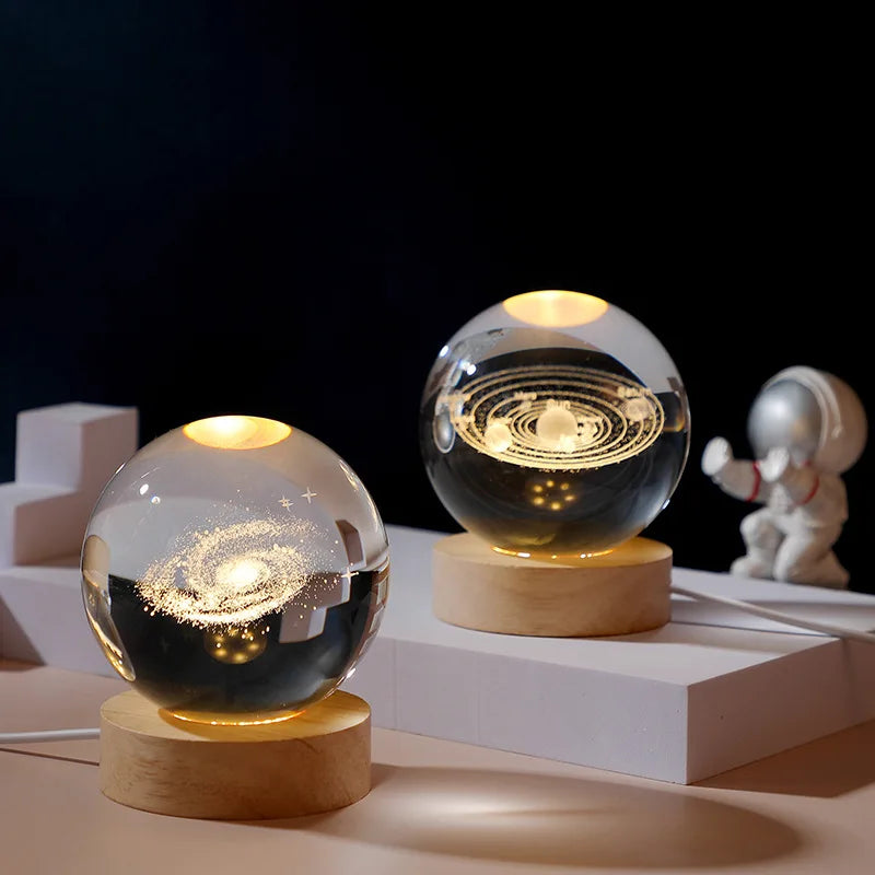 AuraGlobe™ Galaxy Night Light with Wooden Base