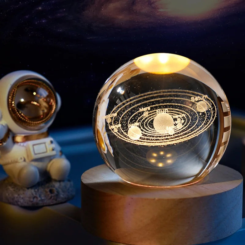AuraGlobe™ Galaxy Night Light with Wooden Base