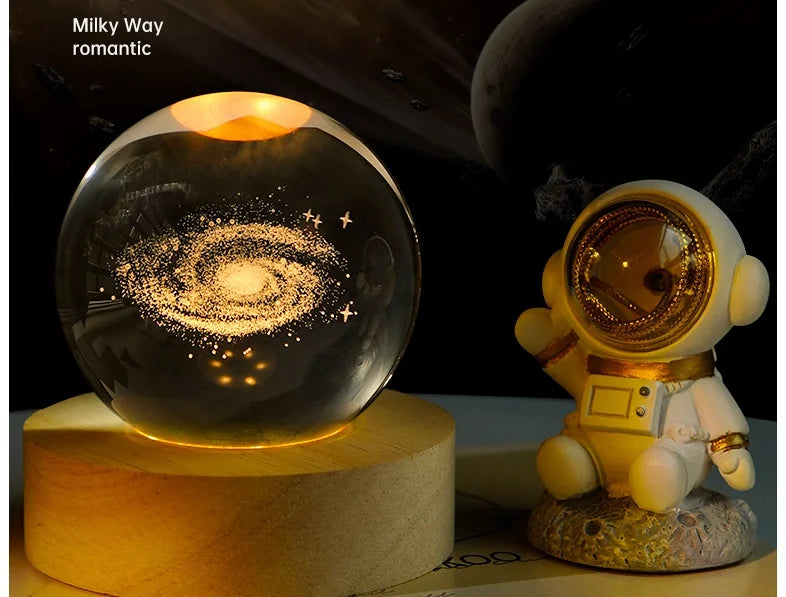 AuraGlobe™ Galaxy Night Light with Wooden Base
