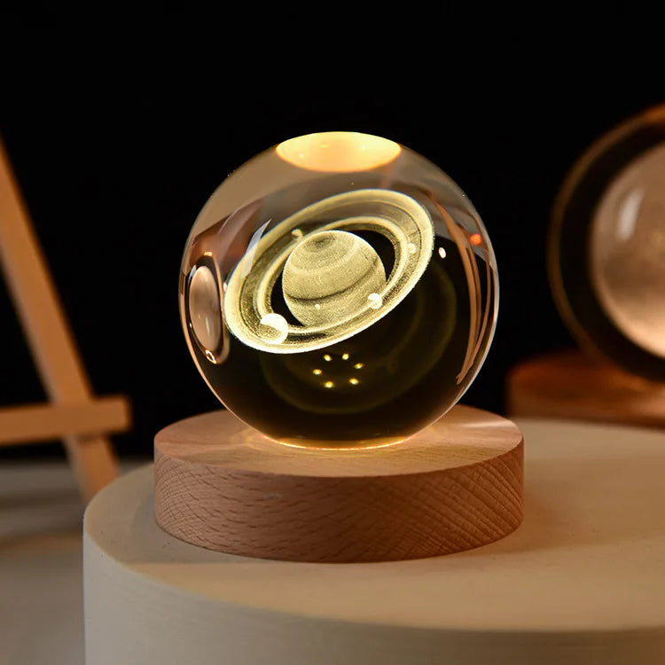 AuraGlobe™ Galaxy Night Light with Wooden Base