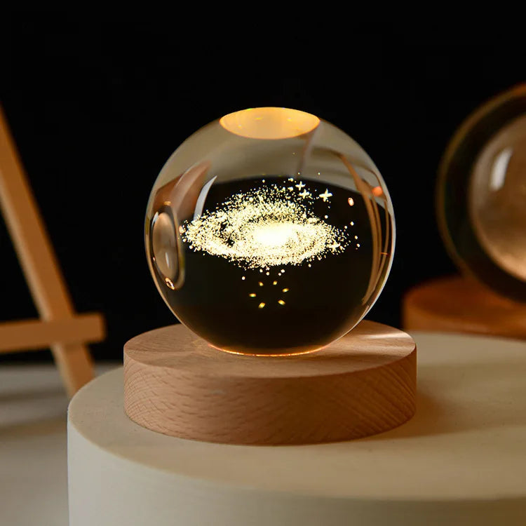 AuraGlobe™ Galaxy Night Light with Wooden Base
