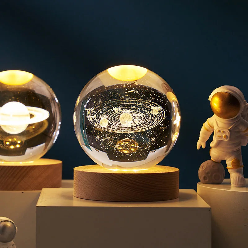 AuraGlobe™ Galaxy Night Light with Wooden Base
