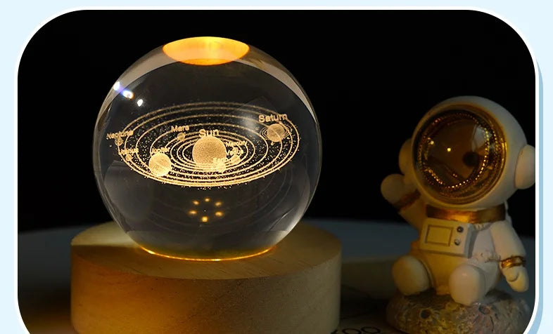 AuraGlobe™ Galaxy Night Light with Wooden Base